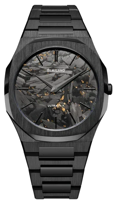 D1 Milano Ultra Thin Two Tone Black Steel Strap Watch for Men - D1-UTBJ31