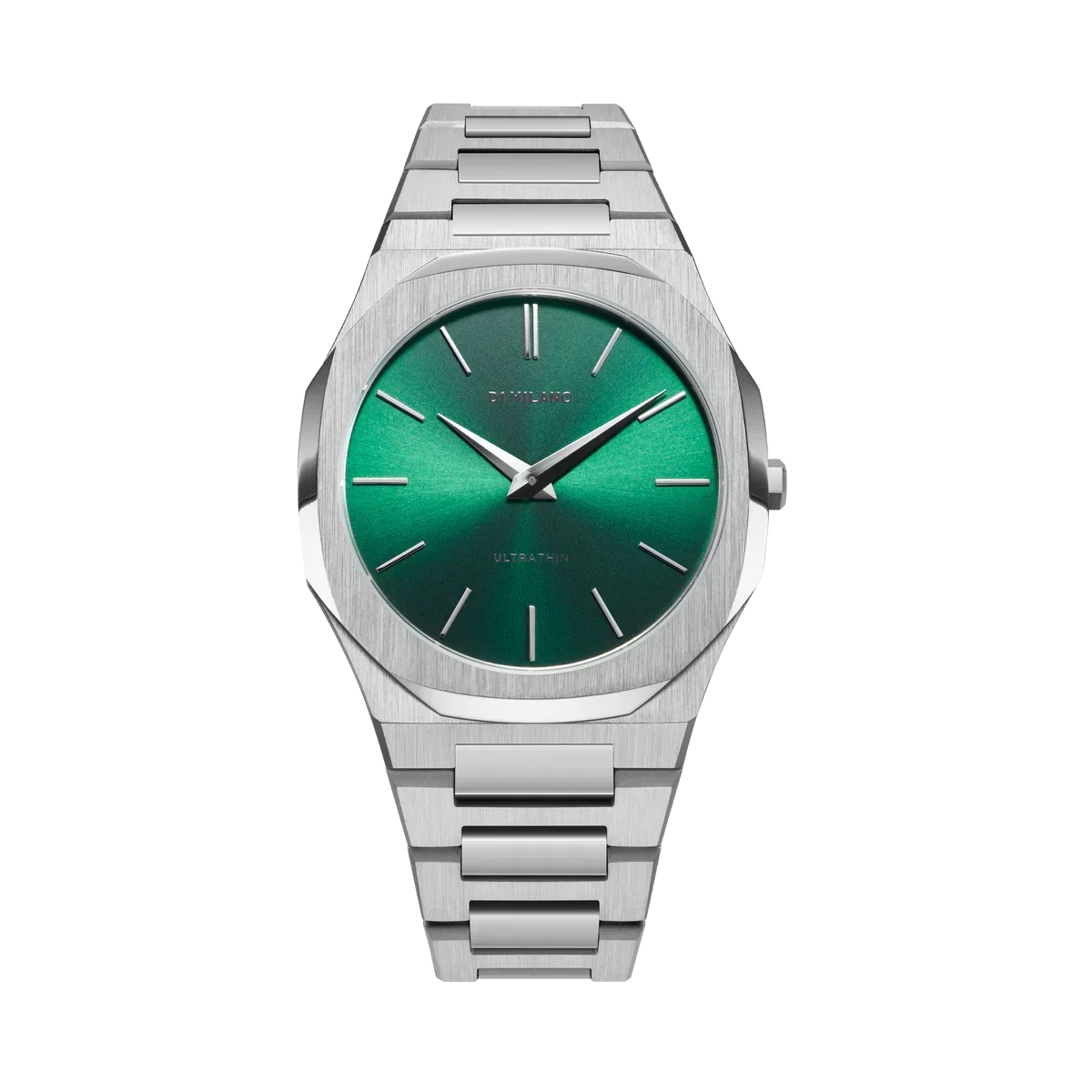 D1 Milano Ultra Thin Green Dial Silver Steel Strap Watch for Men - D1-UTBJ37