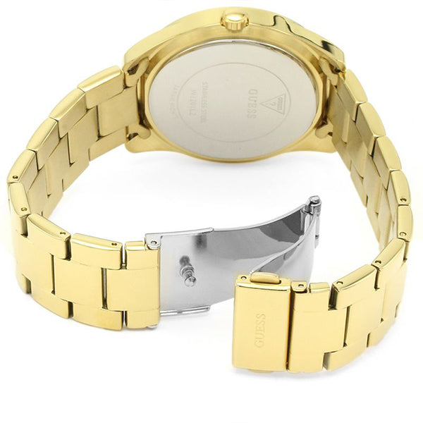 Guess Muse Crystals White Dial Rose Gold Steel Strap Watch For Women - W1008L2