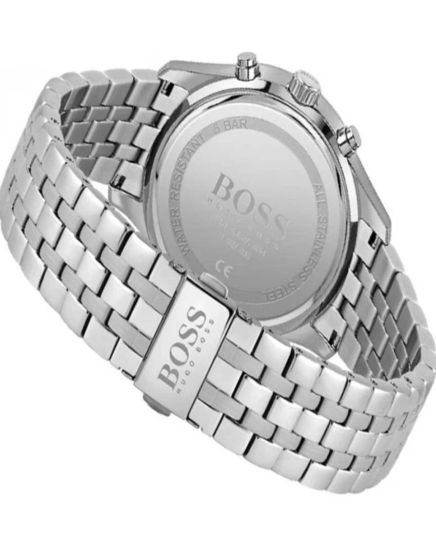 Hugo Boss Associate Chronograph Black Dial Silver Steel Strap Watch for Men - 1513869