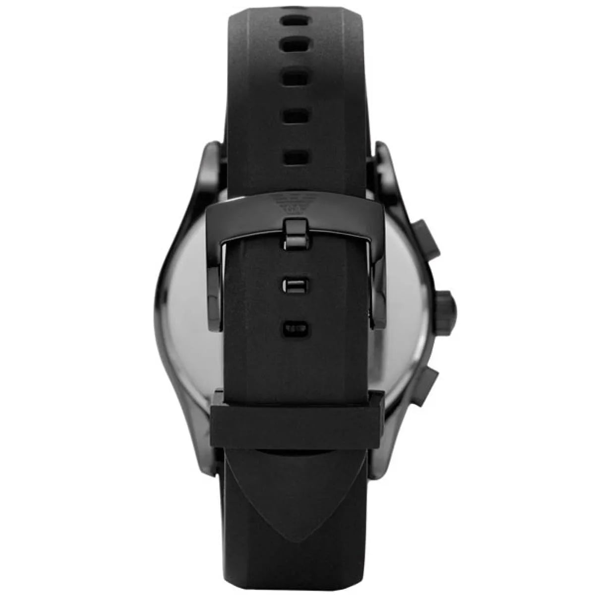 Emporio Armani Valente Large Chronograph Black Dial Black Silicone Strap Watch for Men - AR1430