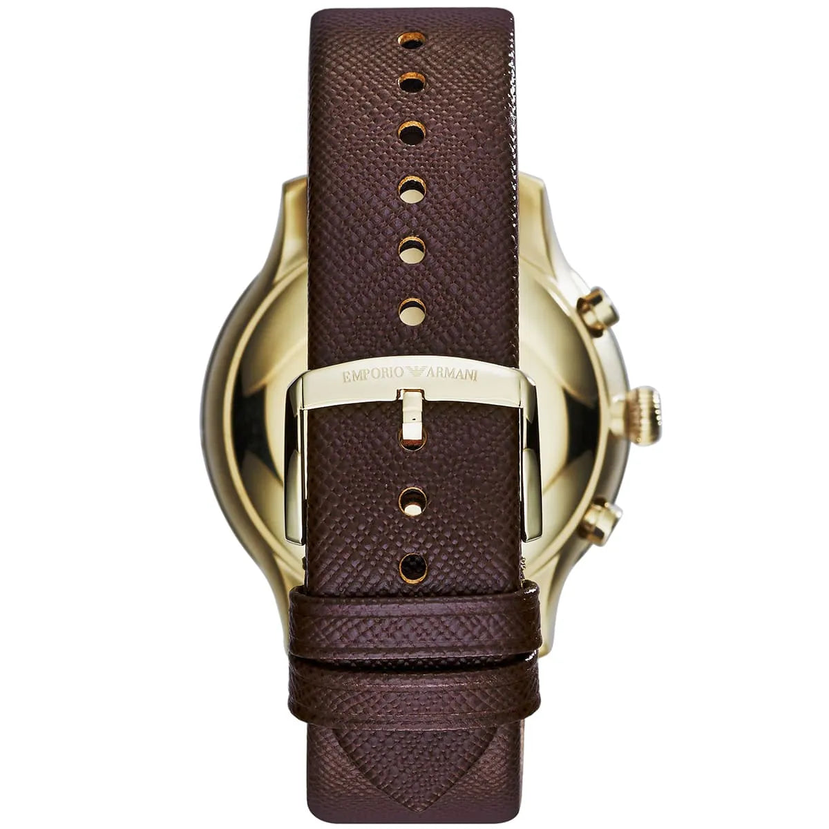 Emporio Armani Alpha Large Chronograph Brown Dial Brown Leather Strap Watch for Men - AR1793