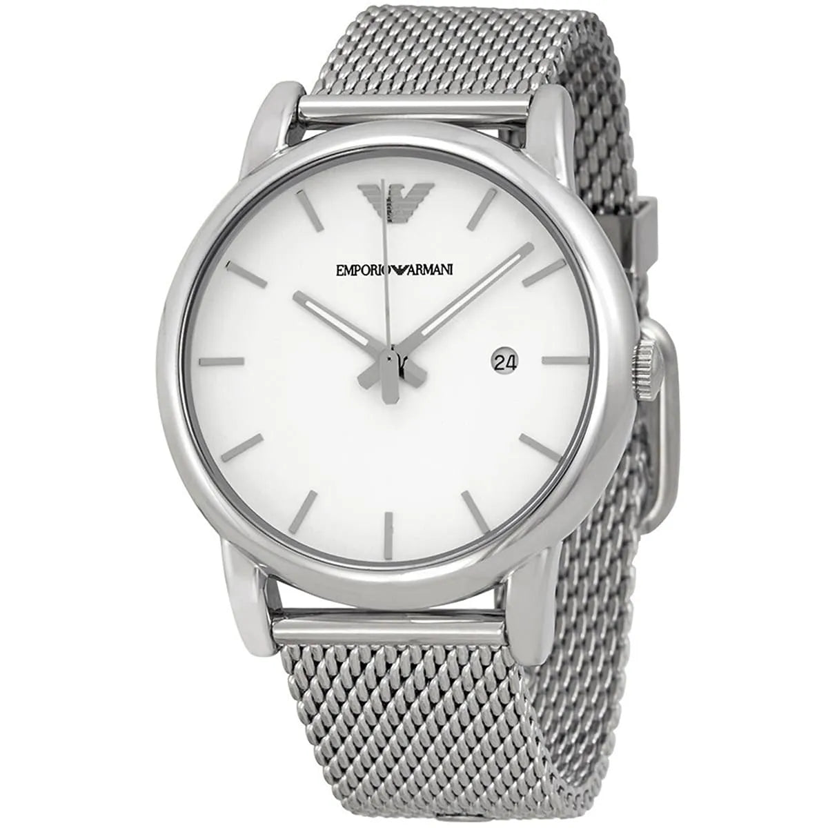 Emporio Armani Luigi White Dial Silver Mesh Strap Watch for Men - AR1812