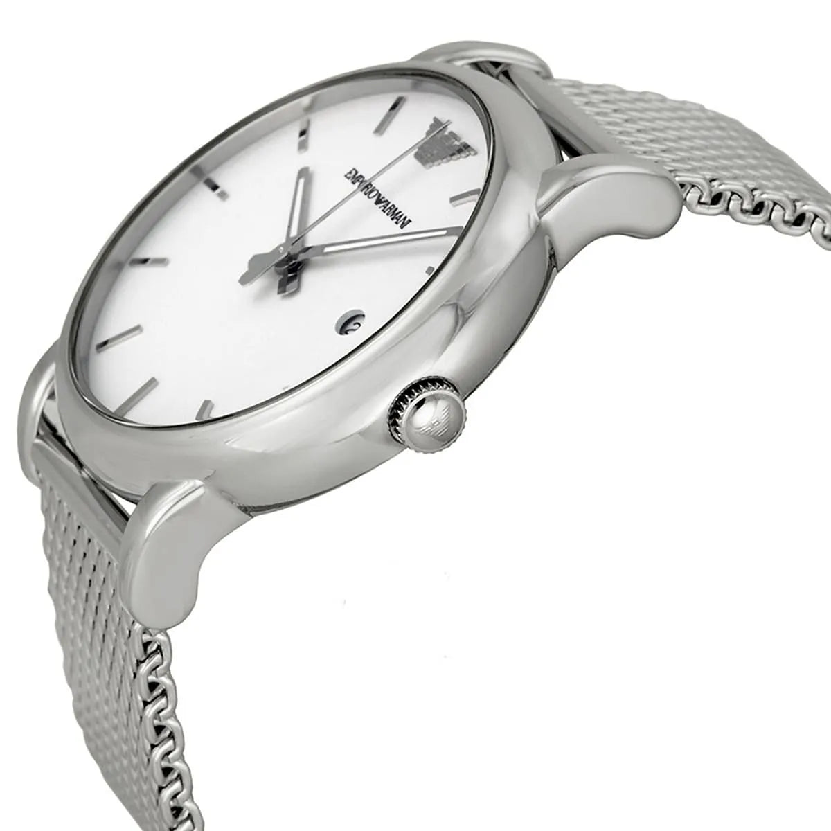 Emporio Armani Luigi White Dial Silver Mesh Strap Watch for Men - AR1812