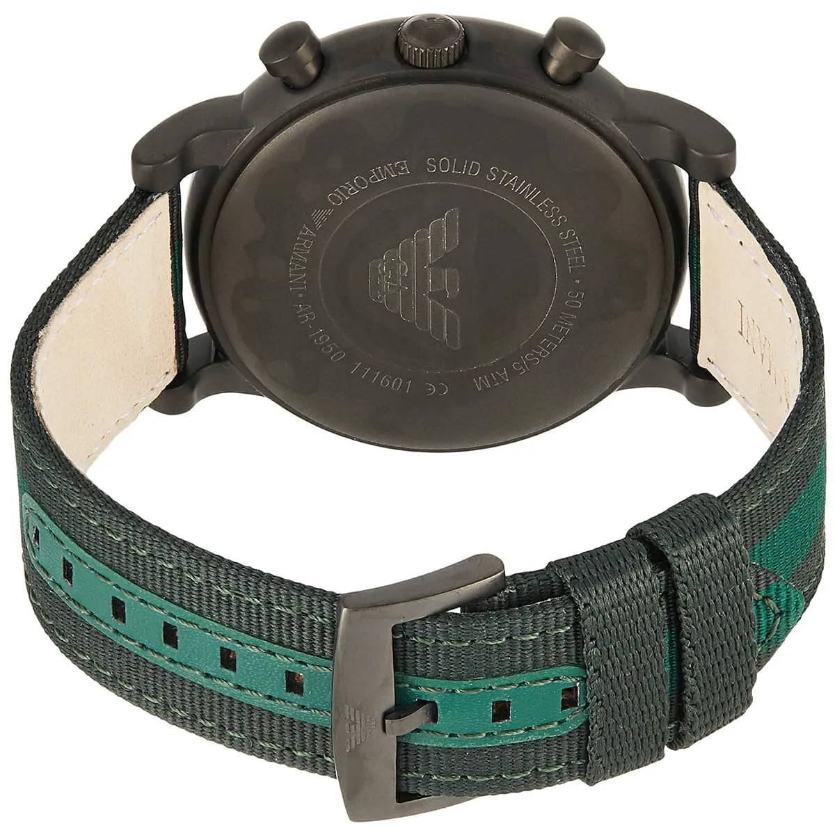 Emporio Armani Luigi XLarge Chronograph Green Dial Green Fabric Strap Watch for Men - AR1950