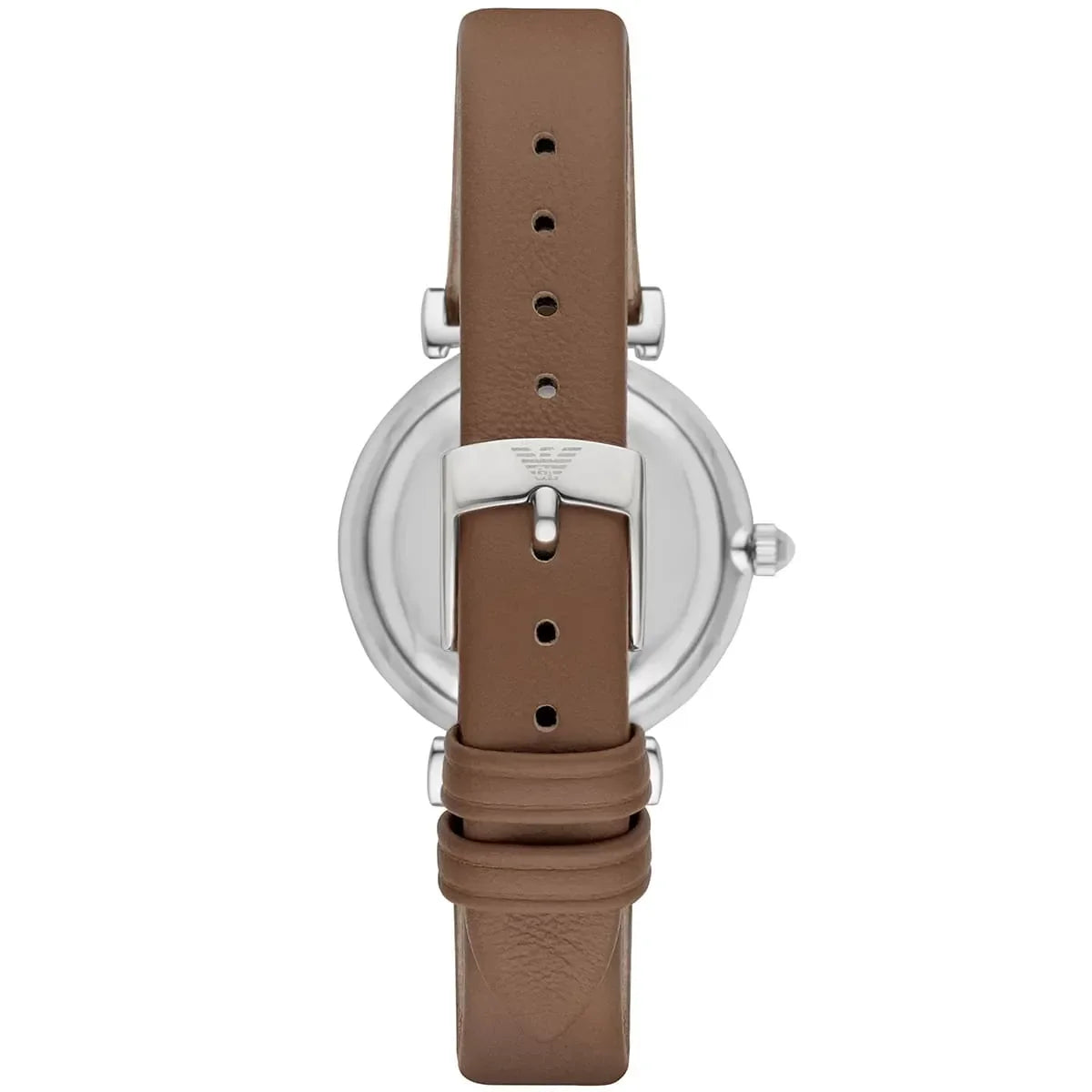 Emporio Armani Gianni T-Bar White Dial Brown Leather Strap Watch for Women - AR1988