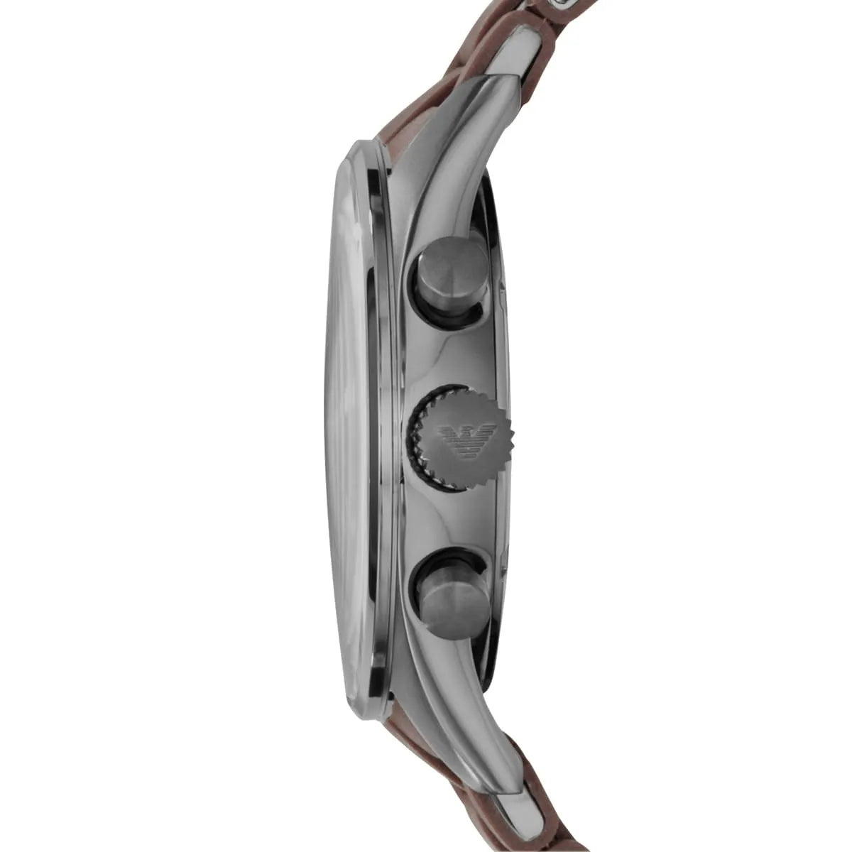 Emporio Armani Tazio Chronograph Black Dial Brown Silicone Strap Watch for Men - AR5990