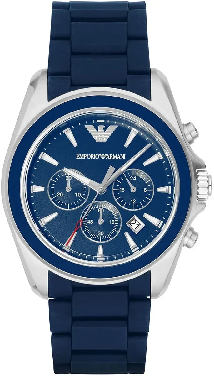 Emporio Armani Sigma Chronograph Blue Dial Blue Silicone Strap Watch for Men - AR6068
