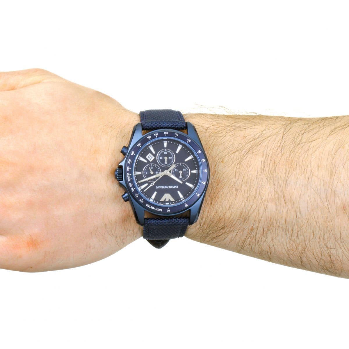 Emporio Armani Sportivo Chronograph Blue Dial Blue Nylon Strap Watch for Men - AR6132