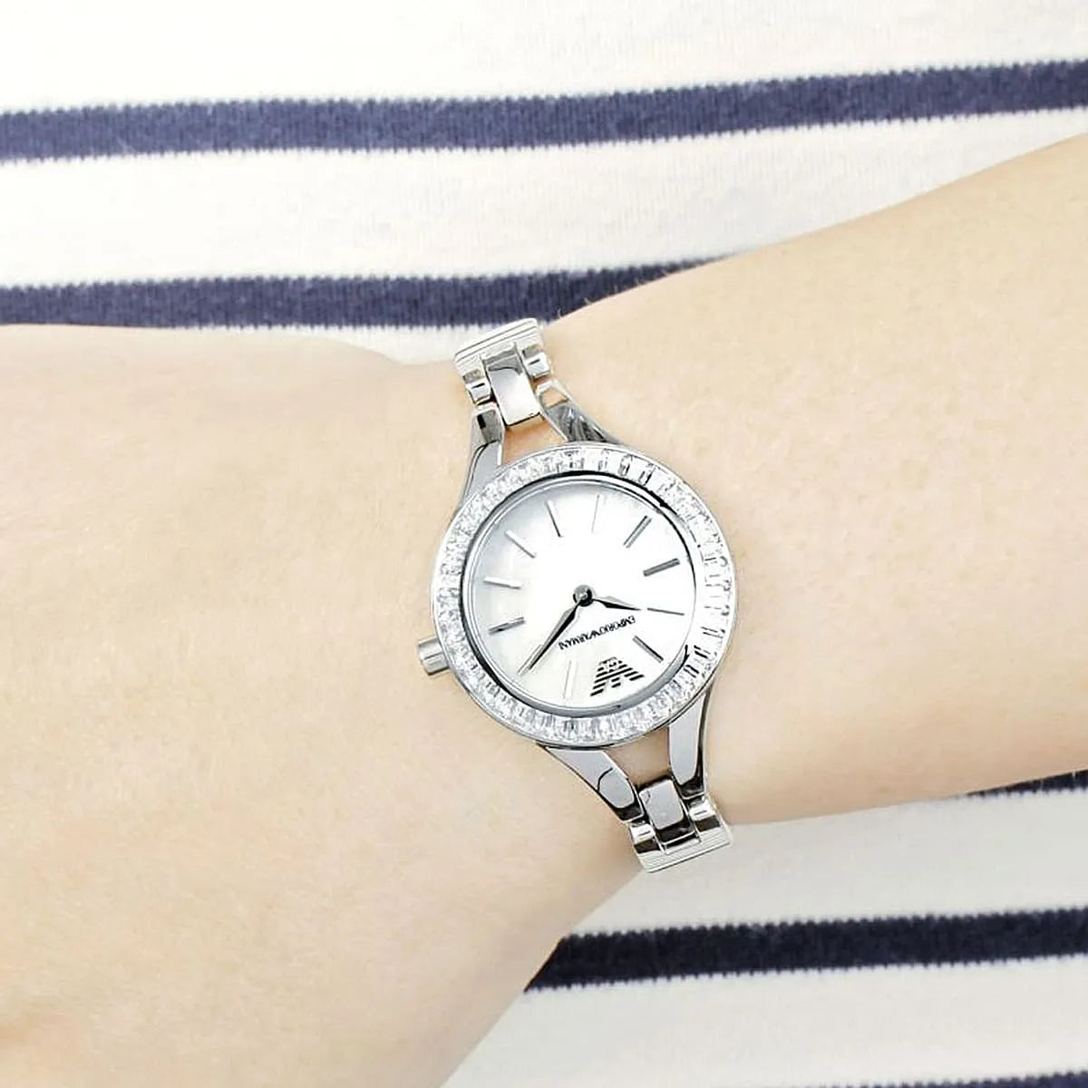 Emporio Armani Chiara Mother of Pearl Dial White Leather Strap Watch for Women - AR7353