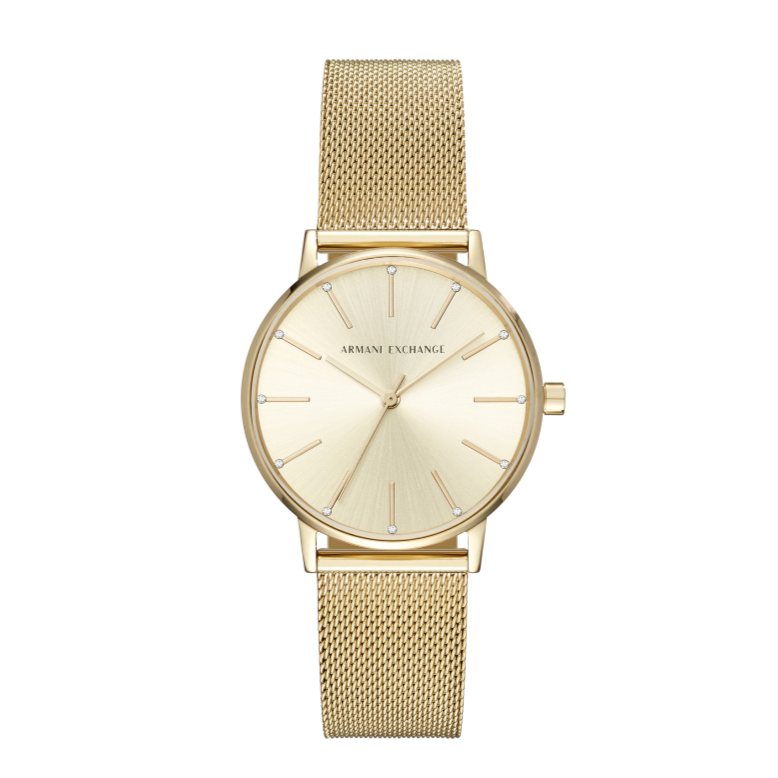 Armani Exchange Lola Analog Gold Dial Gold Mesh Strap Watch For Women - AX5536