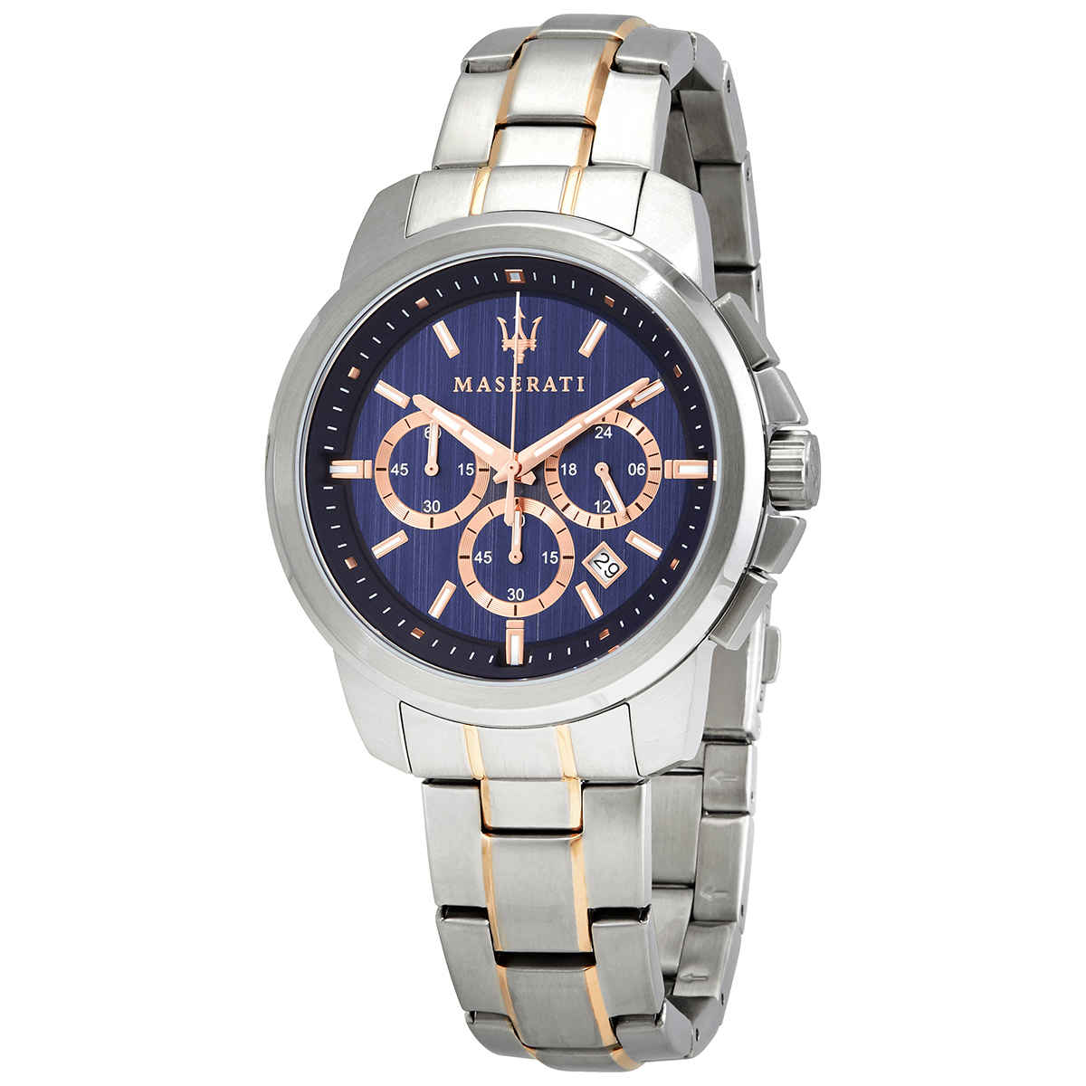 Maserati Successo Chronograph Blue Dial Two Tone Steel Strap Watch For Men - R8873621008