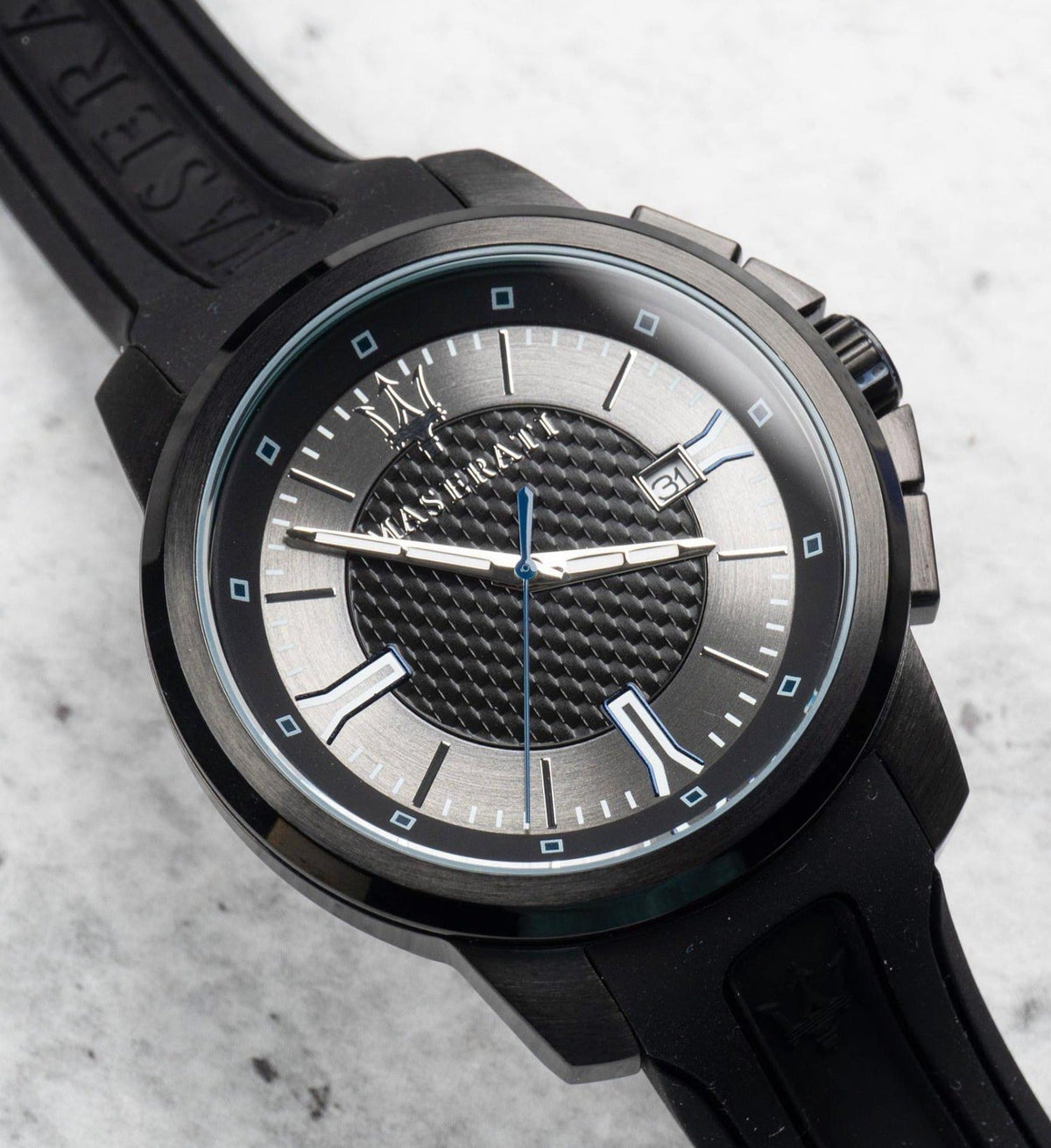 Maserati SFIDA Black Dial Black Rubber Strap Watch For Men - R8851123004