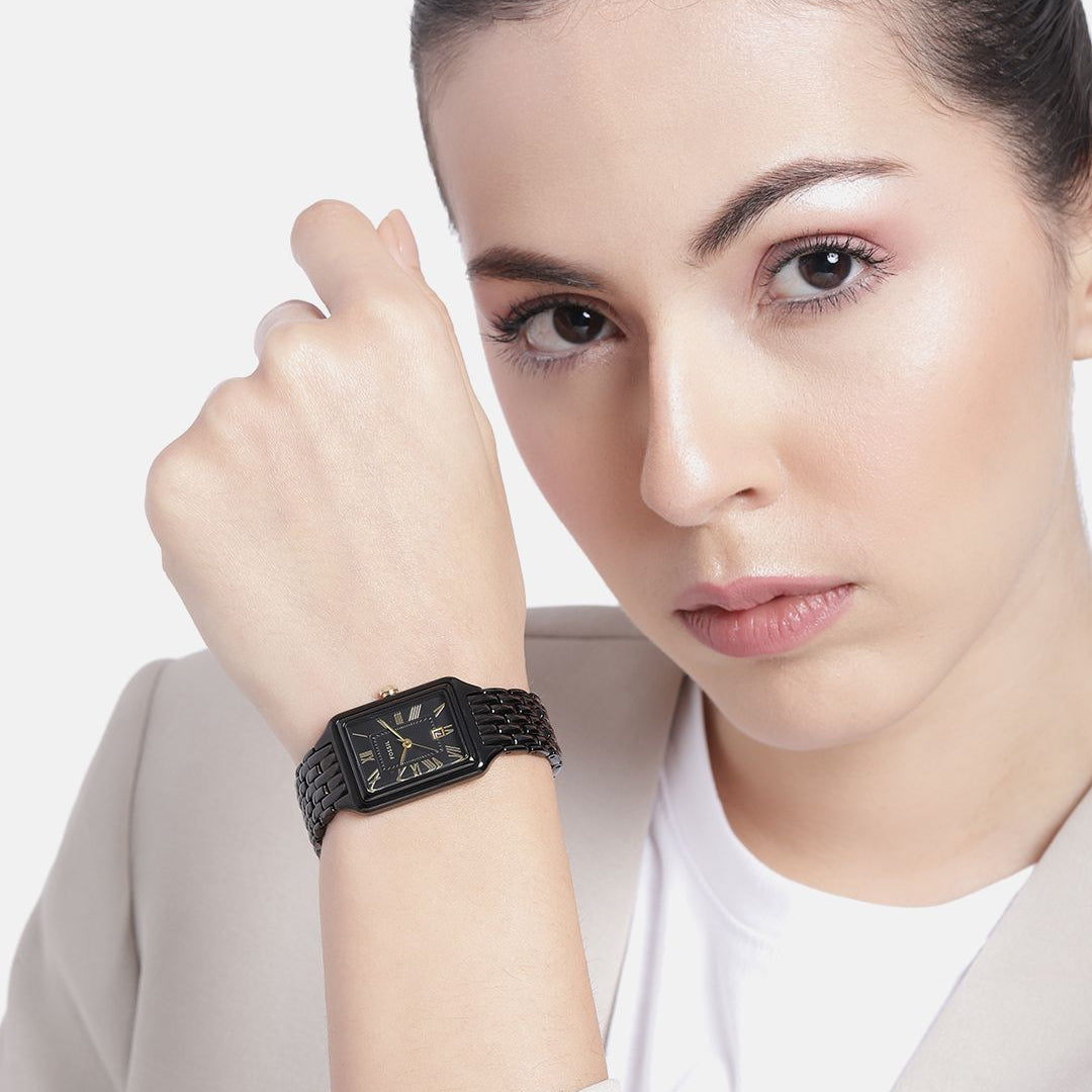 Fossil Raquel Black Dial Black Metal Bracelet Watch for Women - ES5385