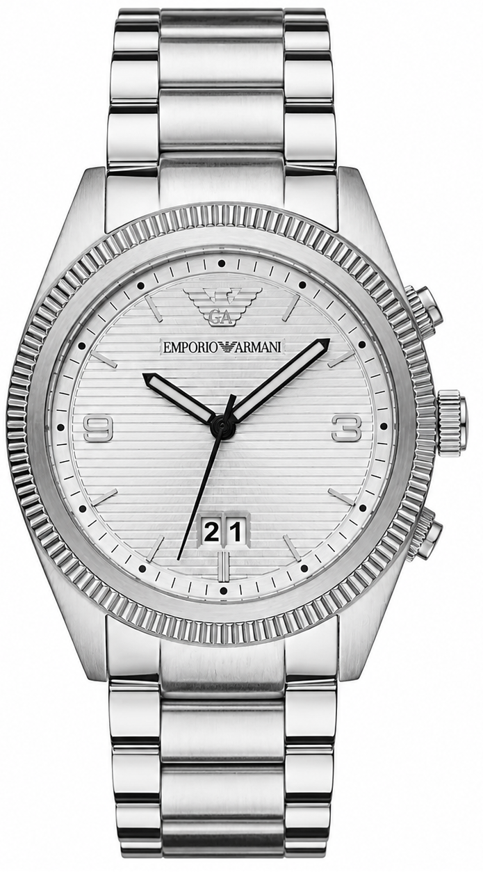 Emporio Armani Classic Silver Dial Silver Steel Strap Watch for Men - AR5894
