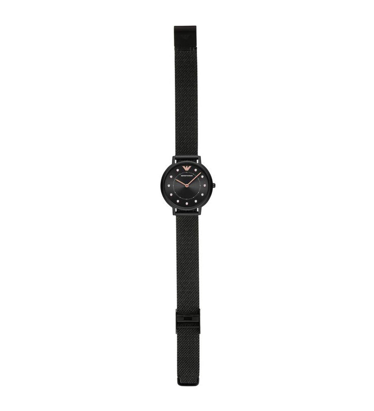 Emporio Armani Kappa Black Dial Black Mesh Strap Watch for Women - AR11252