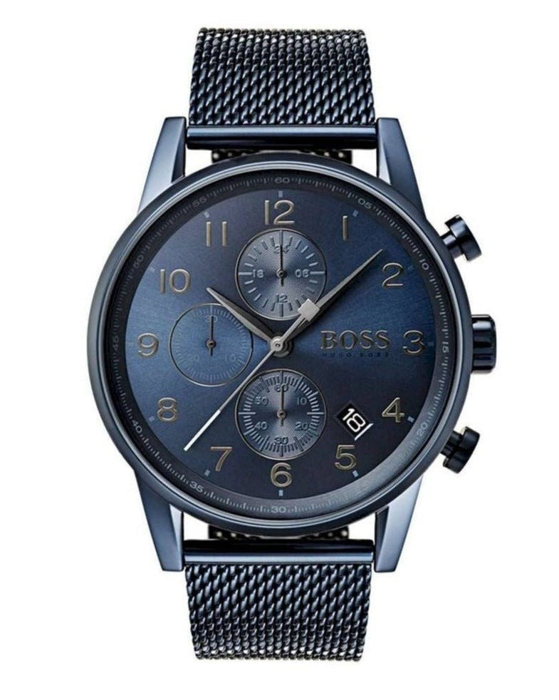 Hugo Boss Navigator Chronograph Blue Dial Blue Mesh Bracelet Watch for Men - 1513538