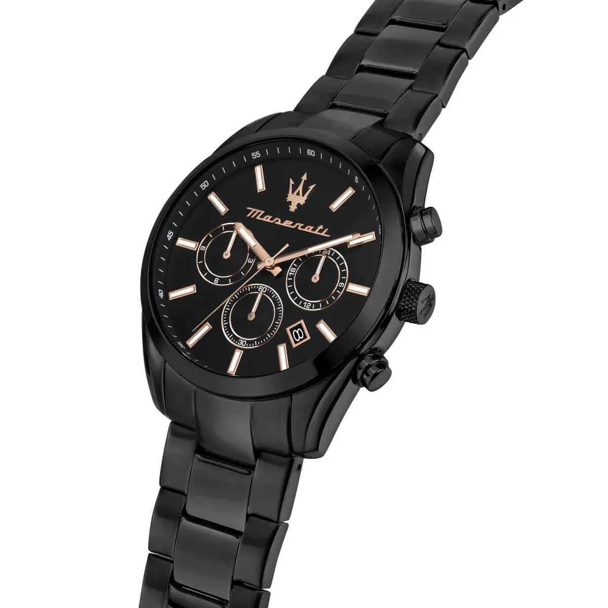 Maserati Attrazione Chronograph Black Dial Black Steel Strap Watch for Men - R8853151009