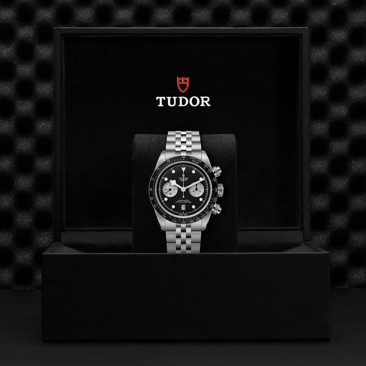 Tudor Black Bay Chrono Black Dial Silver Steel Strap Watch for Men - M79360N-0013