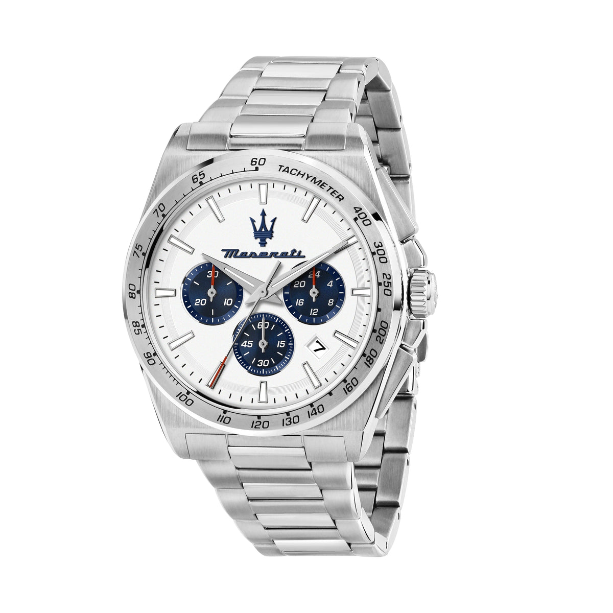Maserati Velocità Chronograph White Dial Silver Steel Strap Watch for Men - R8873652007