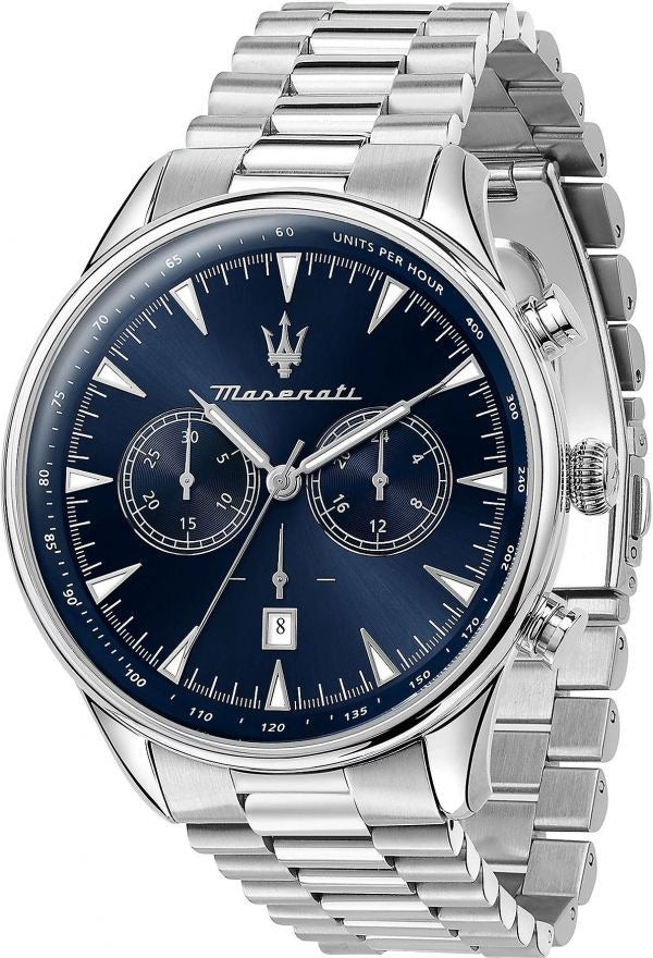 Maserati Tradizione Chronograph Blue Dial Silver Steel Strap Watch for Men - R8873646005