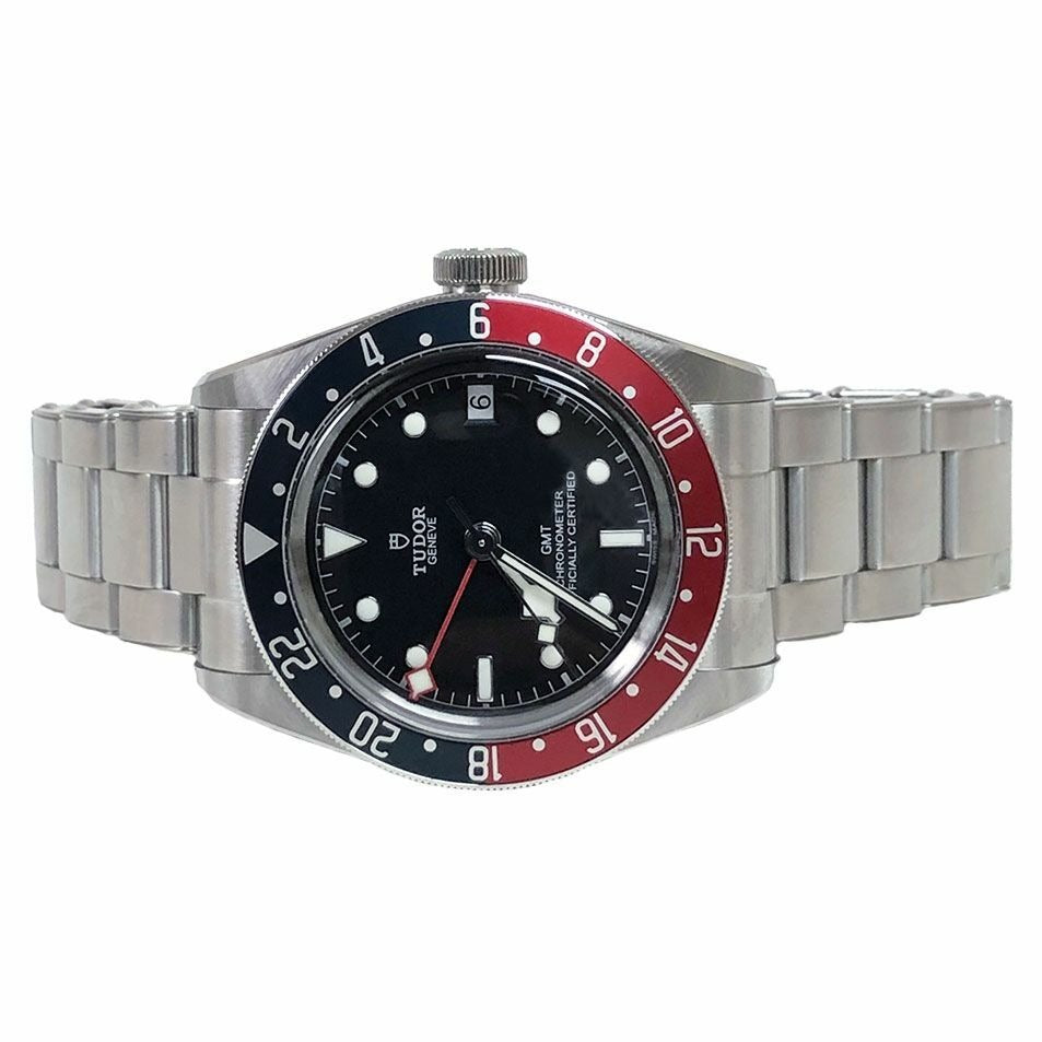 Tudor Black Bay GMT Black Dial Silver Steel Strap Watch for Men - M79830RB-0001