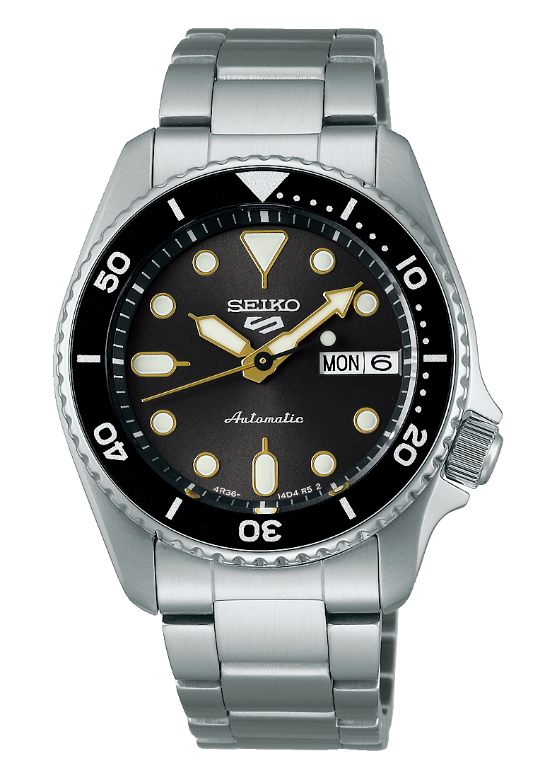 Seiko 5 Sports SKX Street Stonewash Black Dial Silver Steel Strap Watch for Men - SRPL79K1