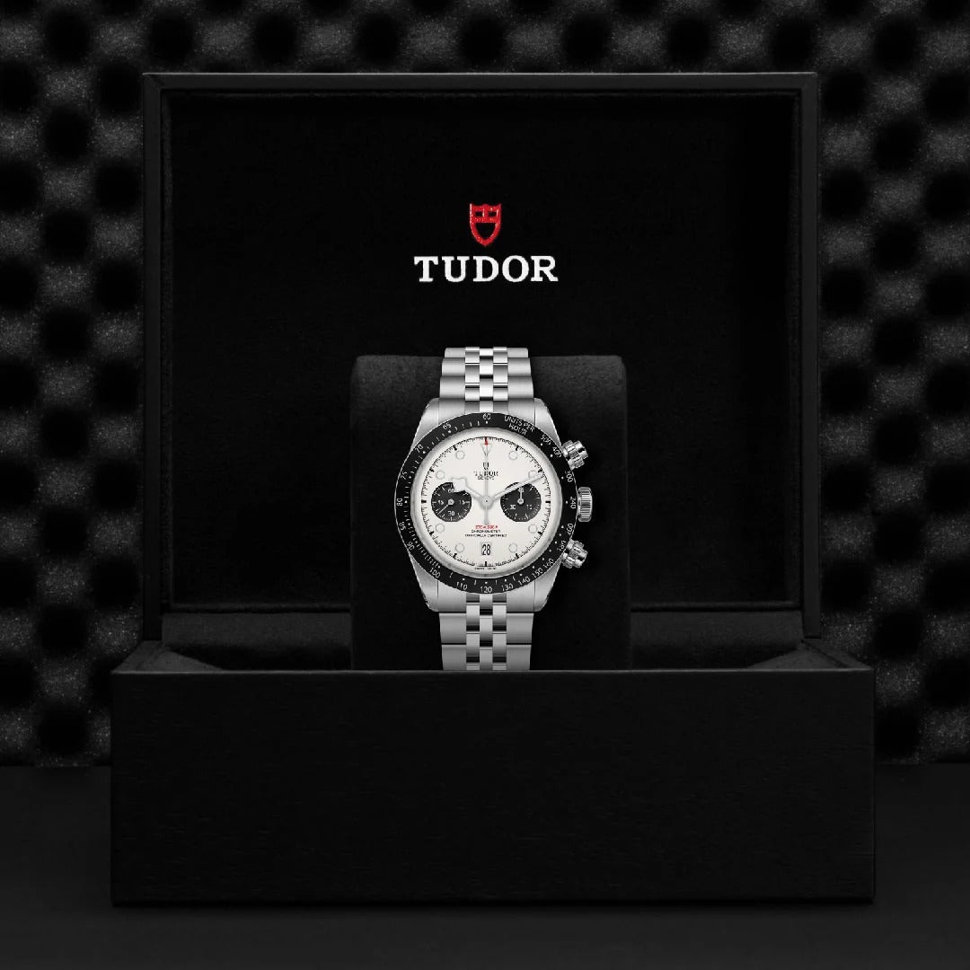 Tudor Black Bay Chrono Silver Dial Silver Steel Strap Watch for Men - M79360N-0014