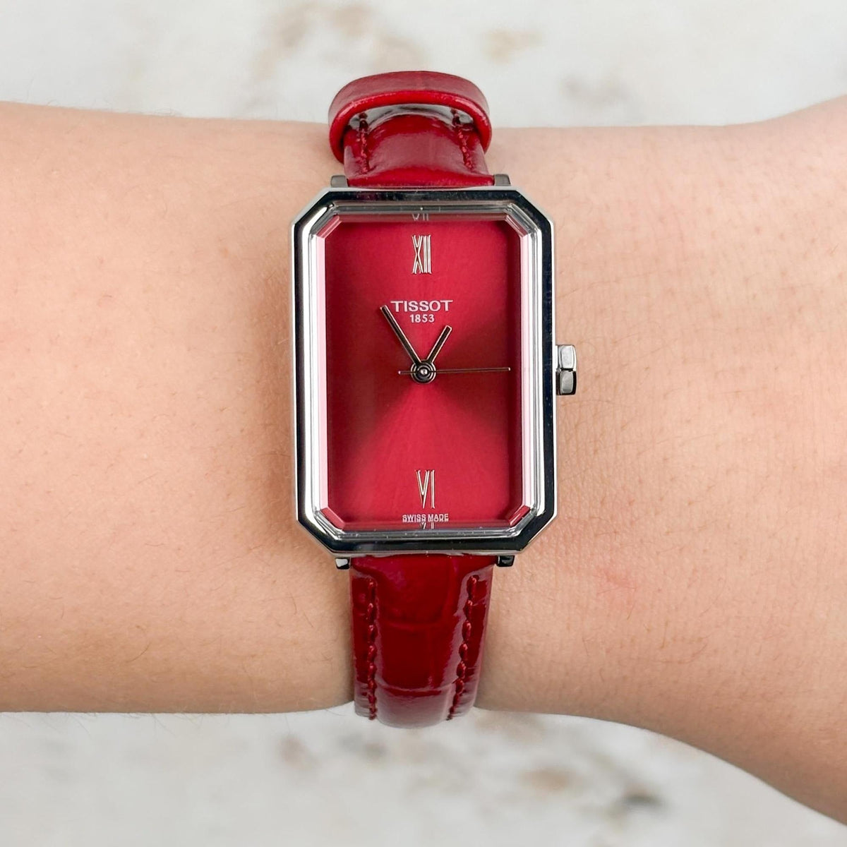Tissot SRV Red Dial Red Leather Strap Watch for Women - T160.110.16.423.00