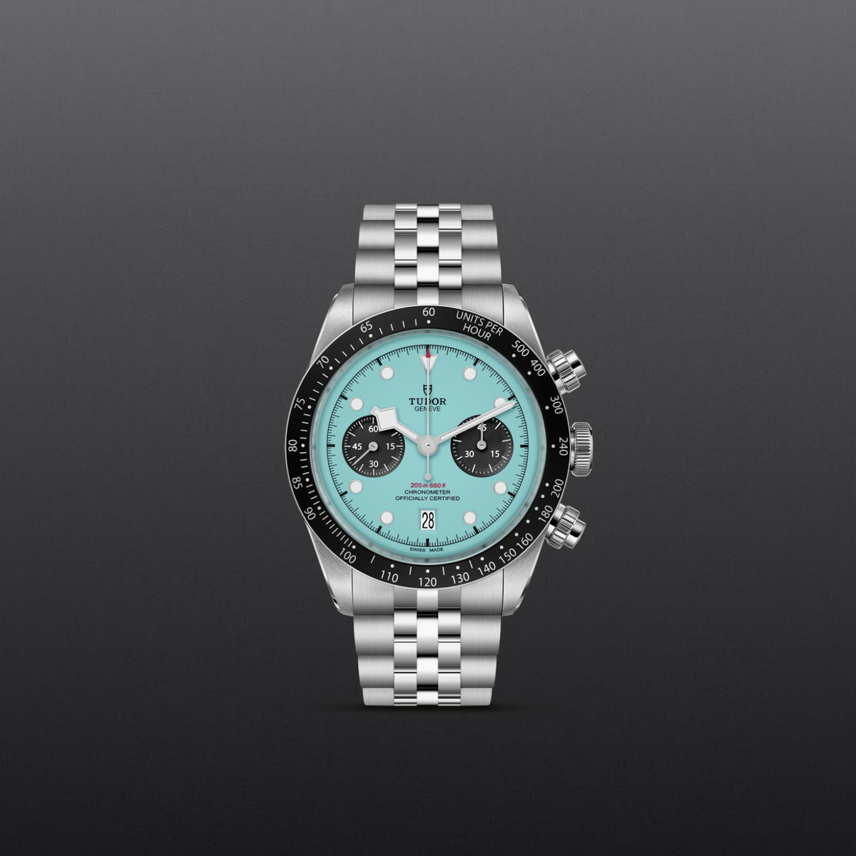 Tudor Black Bay Chrono Blue Dial Silver Steel Strap Watch for Men - M79360N-0024