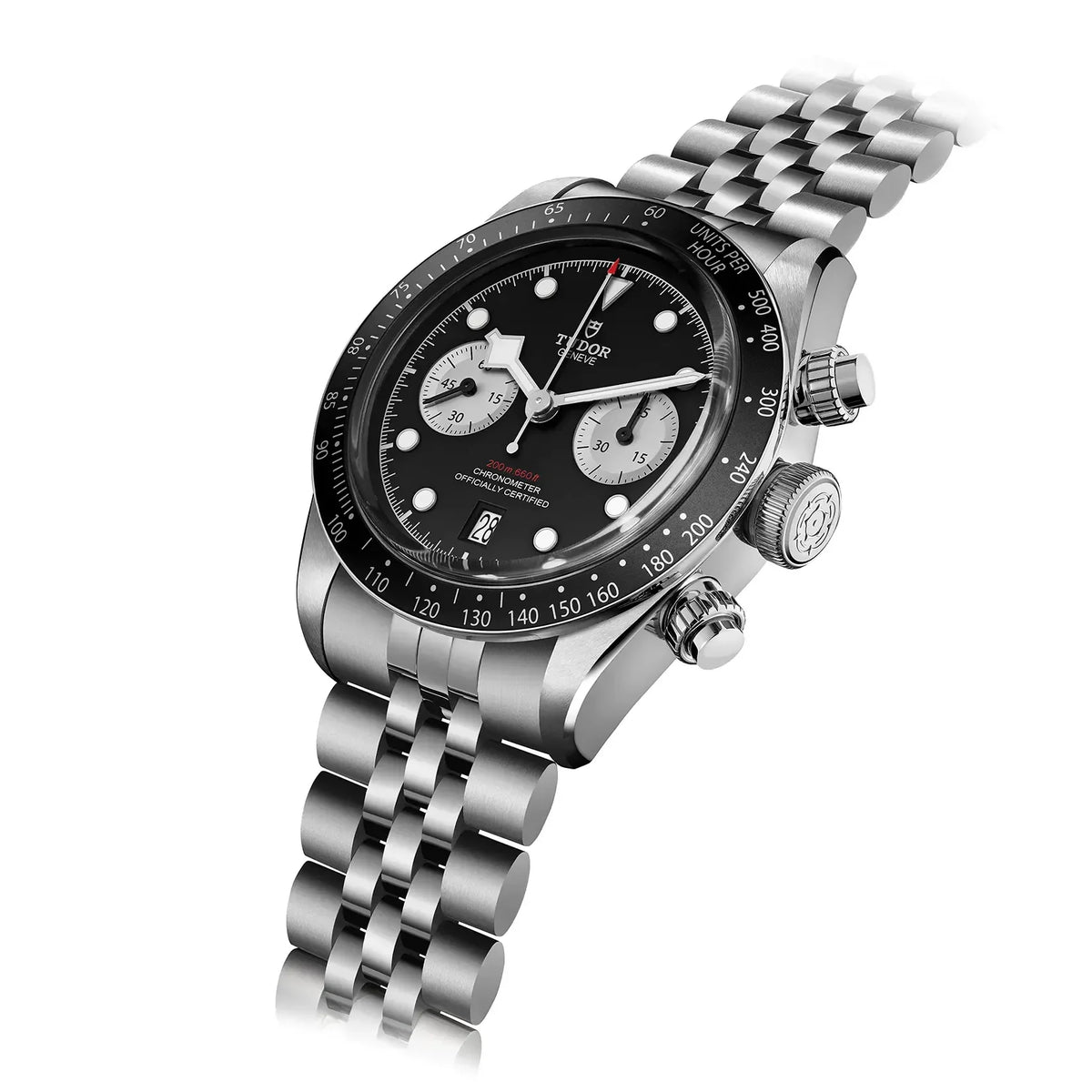 Tudor Black Bay Chrono Black Dial Silver Steel Strap Watch for Men - M79360N-0013