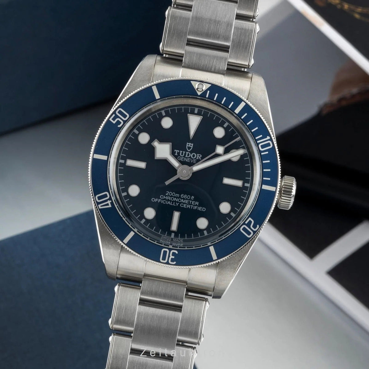 Tudor Black Bay Blue Dial Silver Steel Strap Watch for Men - 79030B-0001