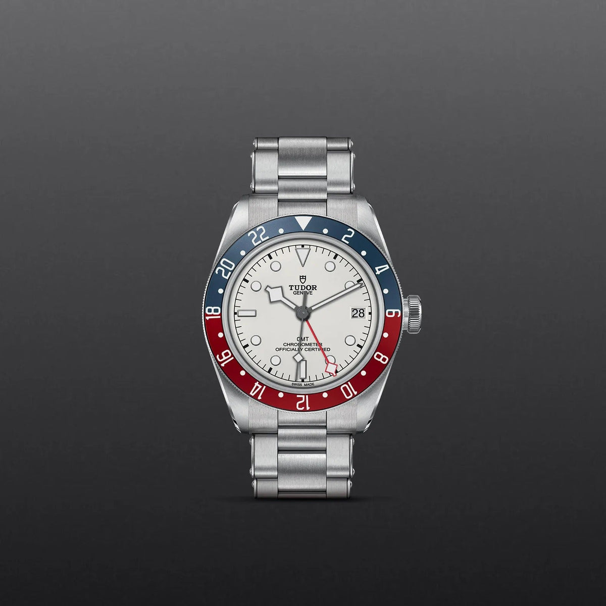 Tudor Black Bay GMT Silver Dial Silver Steel Strap Watch for Men - M79830RB-0010