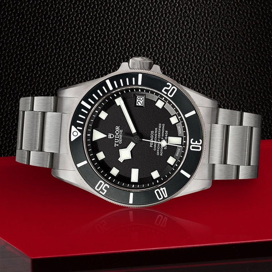 Tudor Pelagos Black Dial Grey Steel Strap Watch for Men - M25600TN-0001