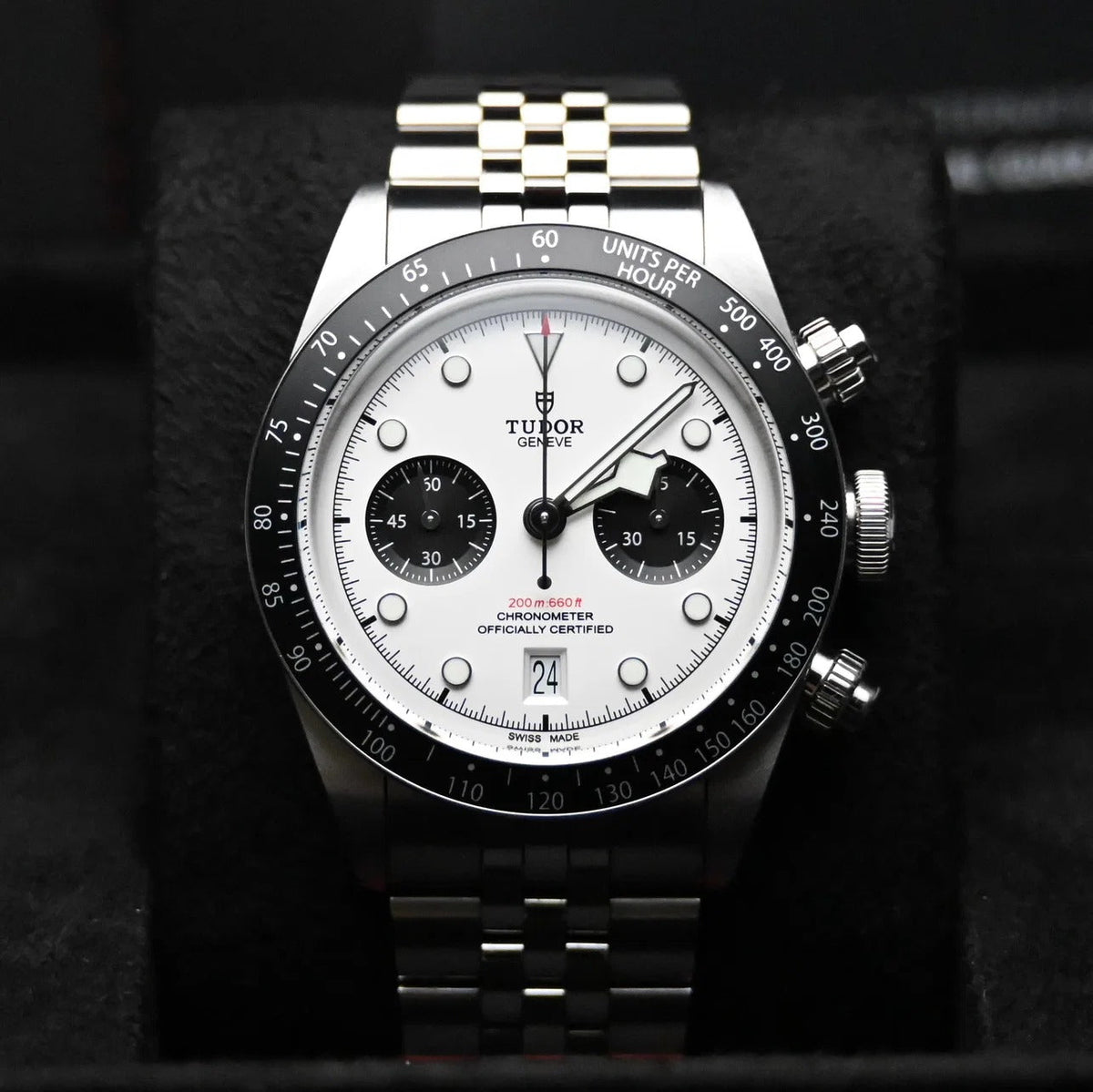 Tudor Black Bay Chrono Silver Dial Silver Steel Strap Watch for Men - M79360N-0014
