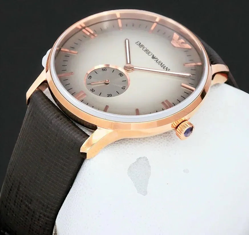 Emporio Armani Gianni Gray Dial Brown Leather Strap Watch for Men - AR1723