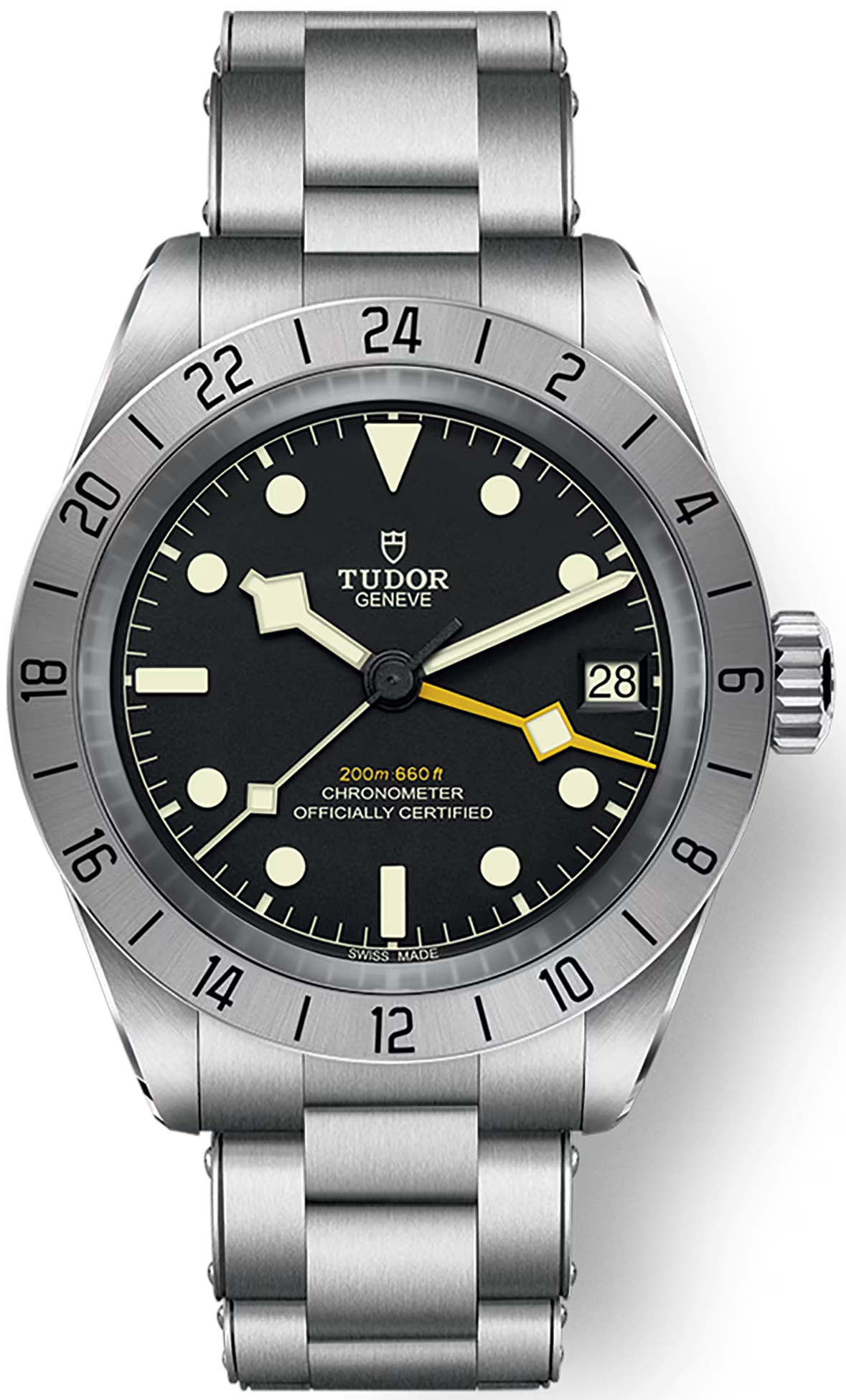 Tudor Black Bay Pro Black Dial Silver Steel Strap Watch for Men - M79470-0001