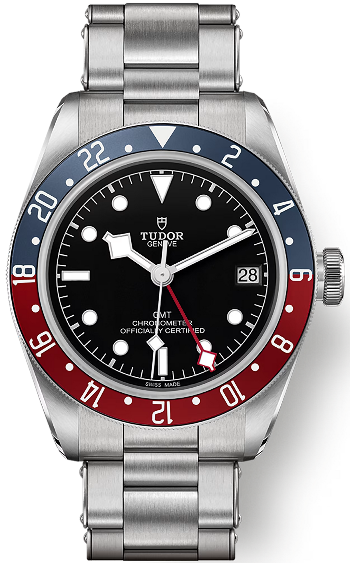 Tudor Black Bay GMT Black Dial Silver Steel Strap Watch for Men - M79830RB-0001