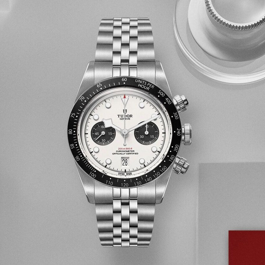 Tudor Black Bay Chrono Silver Dial Silver Steel Strap Watch for Men - M79360N-0014