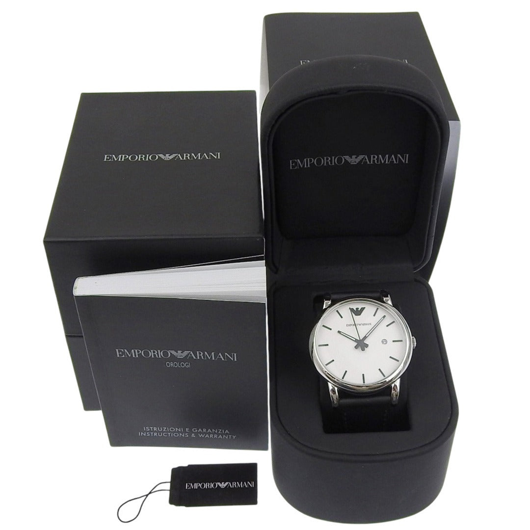 Emporio Armani Luigi White Dial Black Leather Strap Watch for Men - AR1694