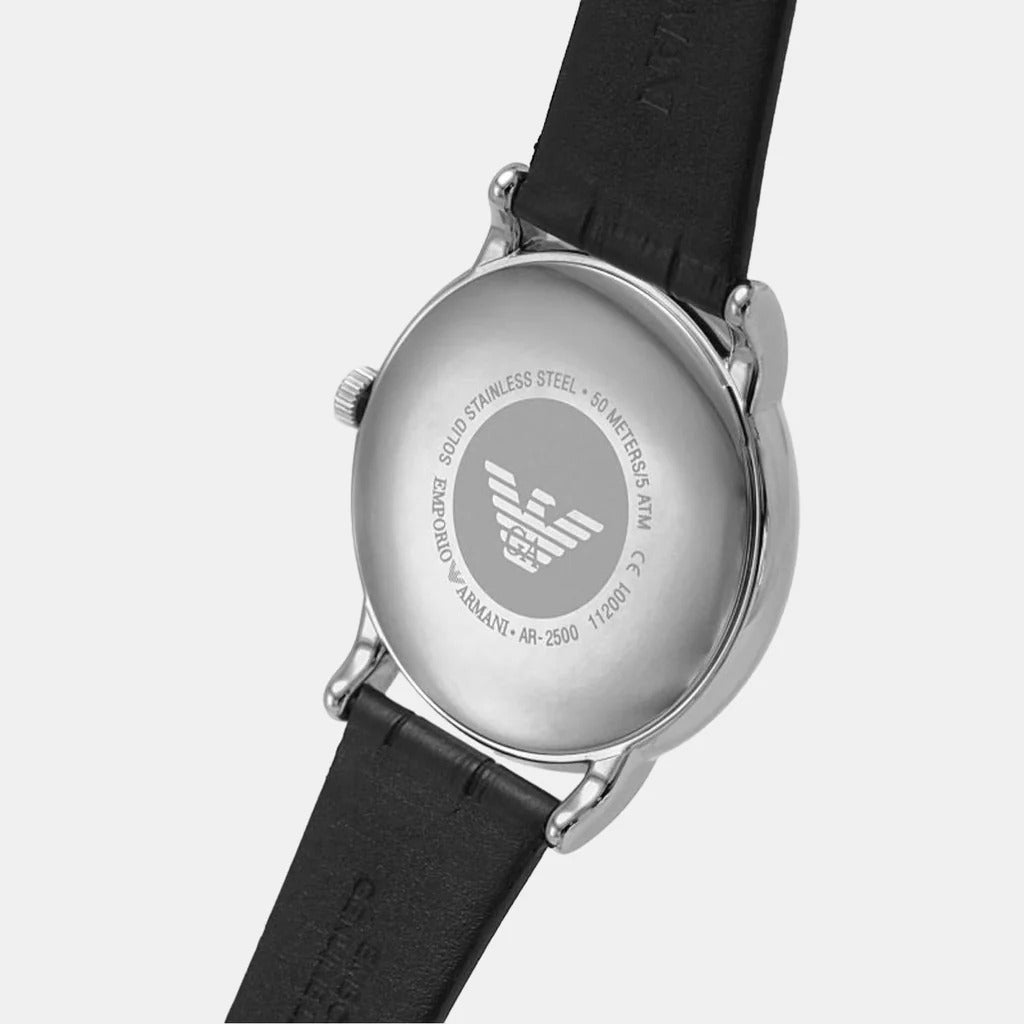Emporio Armani Luigi White Dial Black Leather Strap Watch for Men - AR1694