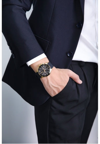 Maserati SFIDA Chronograph Black Dial Rubber Strap Watch For Men - R8871640001