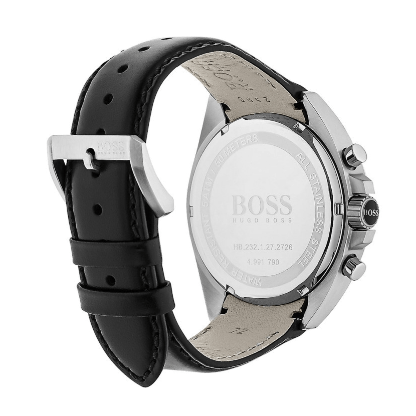 Hugo Boss Contemporary Sport Driver Black Dial Black Leather Strap Watch for Men - 1513085