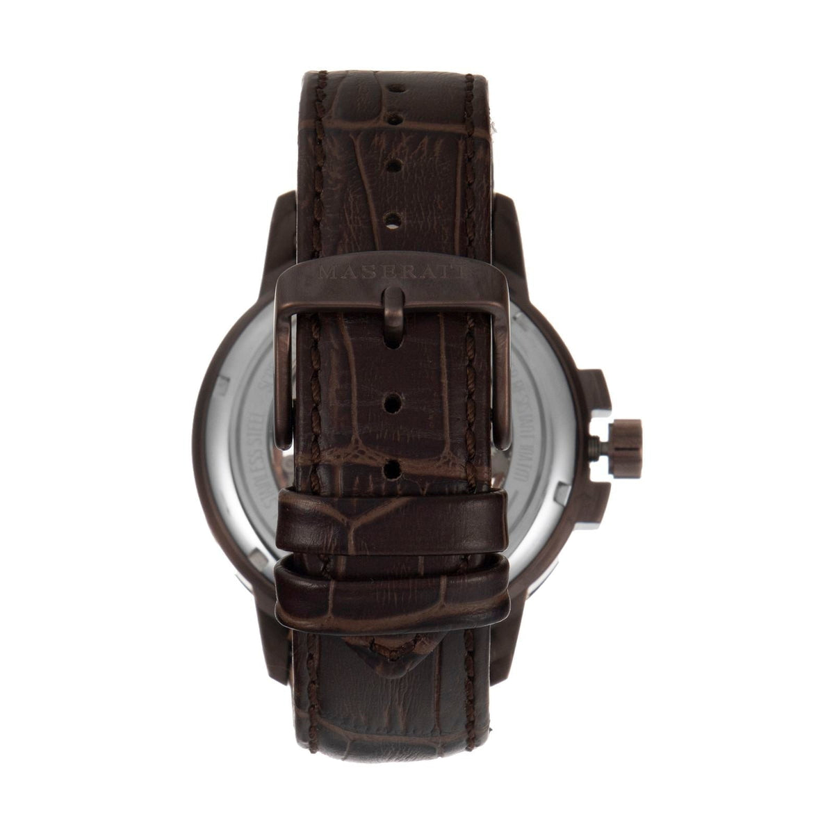 Maserati Ingegno Automatic Skeleton White Dial Brown Leather Strap Watch For Men - R8821119003