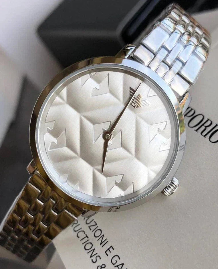 Emporio Armani Modern Silver Dial Silver Steel Strap Watch for Women - AR11213