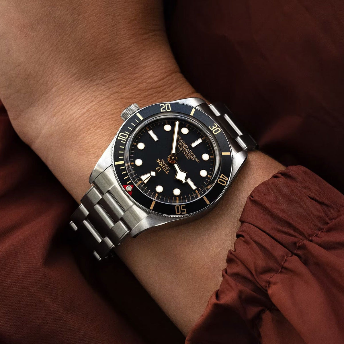 Tudor Black Bay Black Dial Silver Steel Strap Watch for Men - 79030N-0001