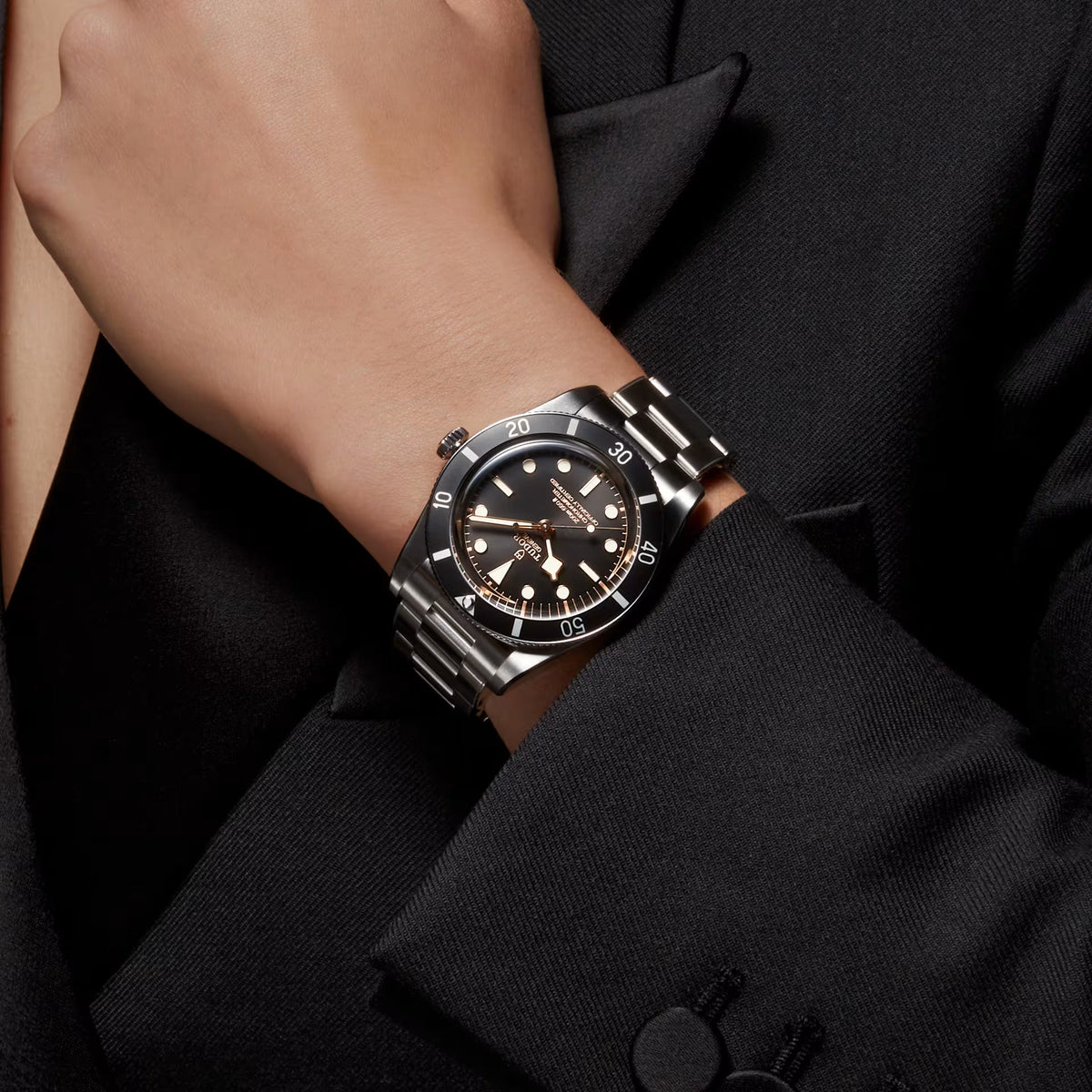 Tudor Black Bay 54 Black Dial Silver Steel Strap Watch for Men - M79000N-0001