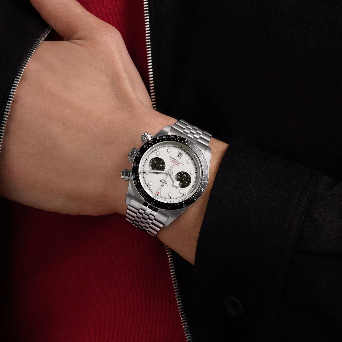 Tudor Black Bay Chrono Silver Dial Silver Steel Strap Watch for Men - M79360N-0014