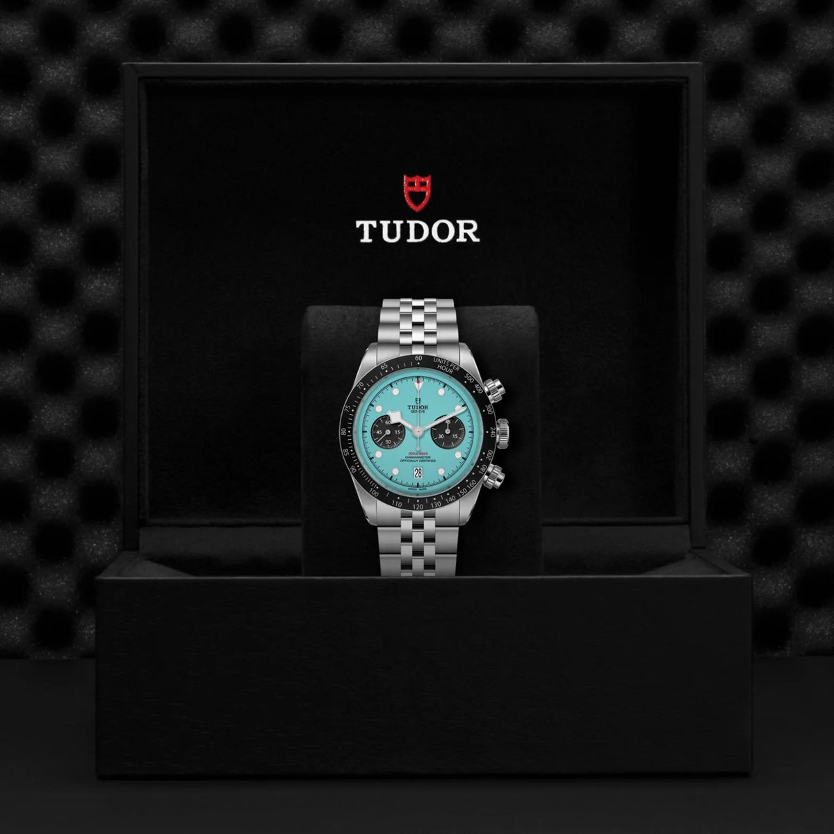 Tudor Black Bay Chrono Blue Dial Silver Steel Strap Watch for Men - M79360N-0024