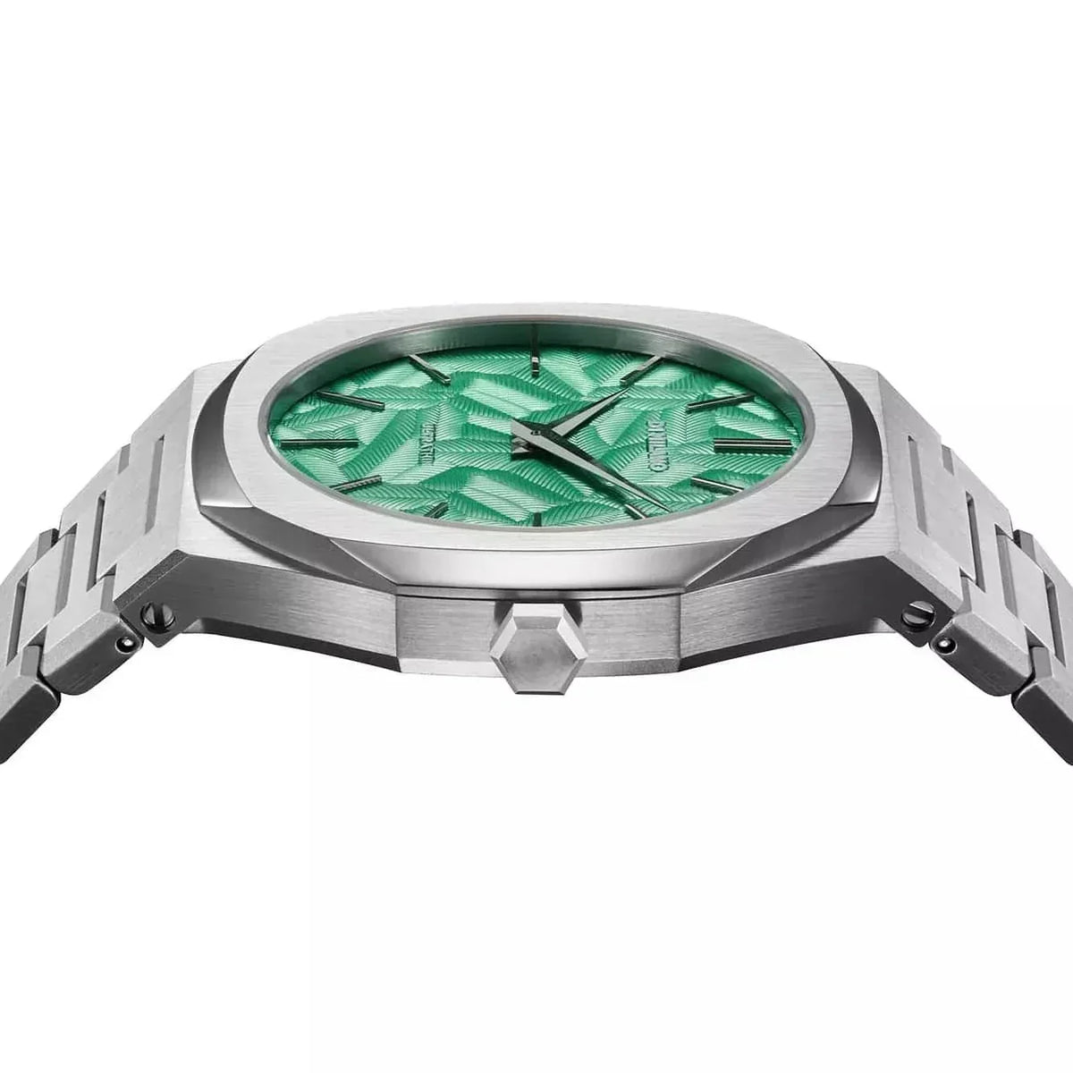 D1 Milano Ultra Thin Fir Green Dial Silver Steel Strap Watch for Men - D1-UTBJ34